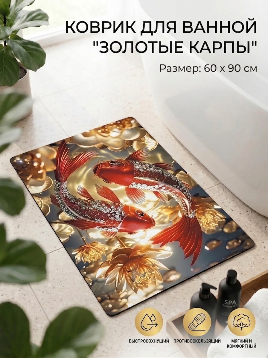 Коврик диатомитовый с золотыми рыбками